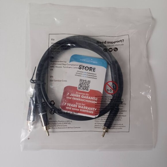 KabelDirekt RCA/Phono Y Cable NEW 3ft -Stereo Audio Cable -Male To Male (1 To 2) - Picture 4 of 4